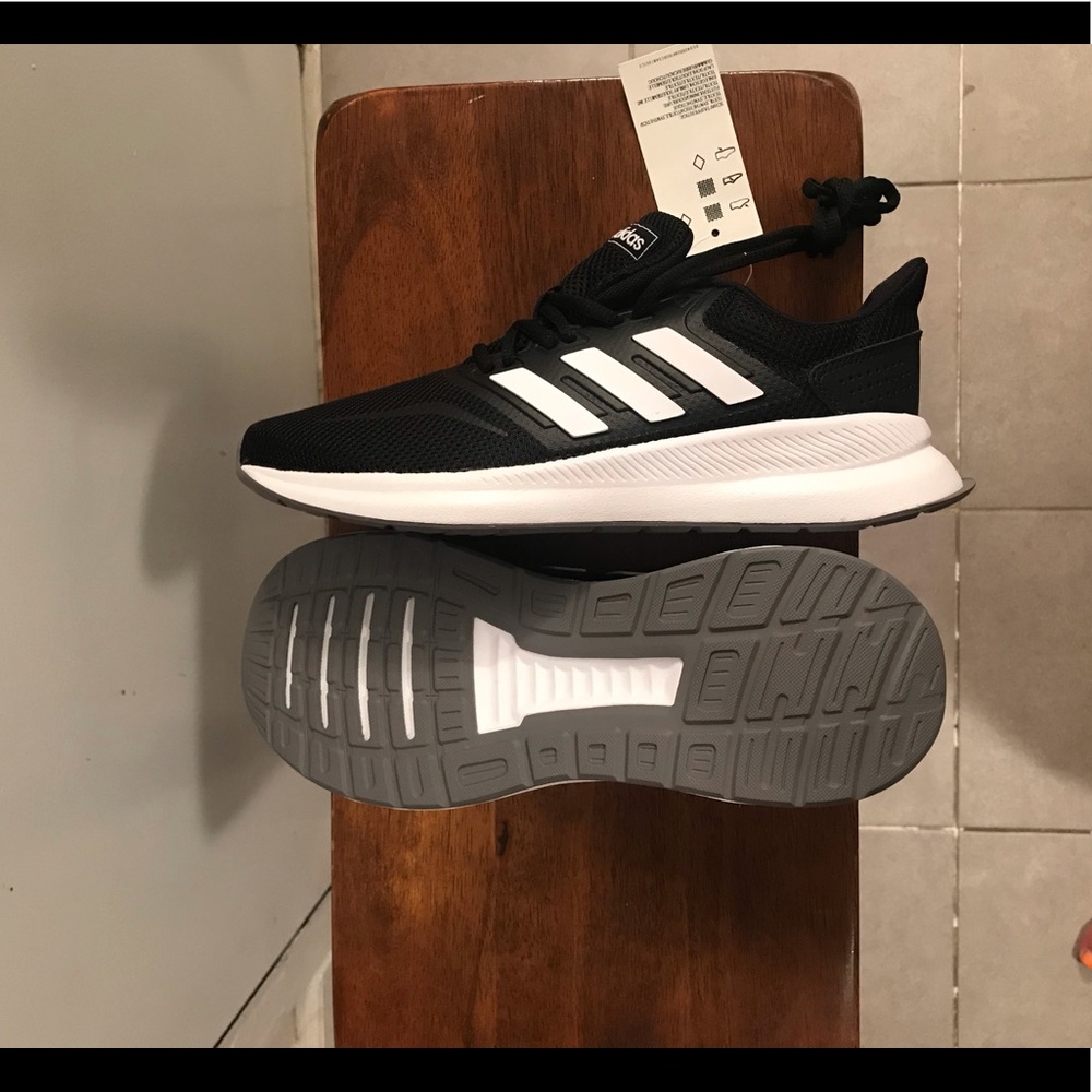 Adidas runfalcon shoes in black and white